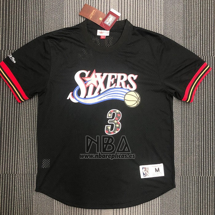 Camiseta Manga Corta Philadelphia 76ers Allen Iverson NO 3 Negro2